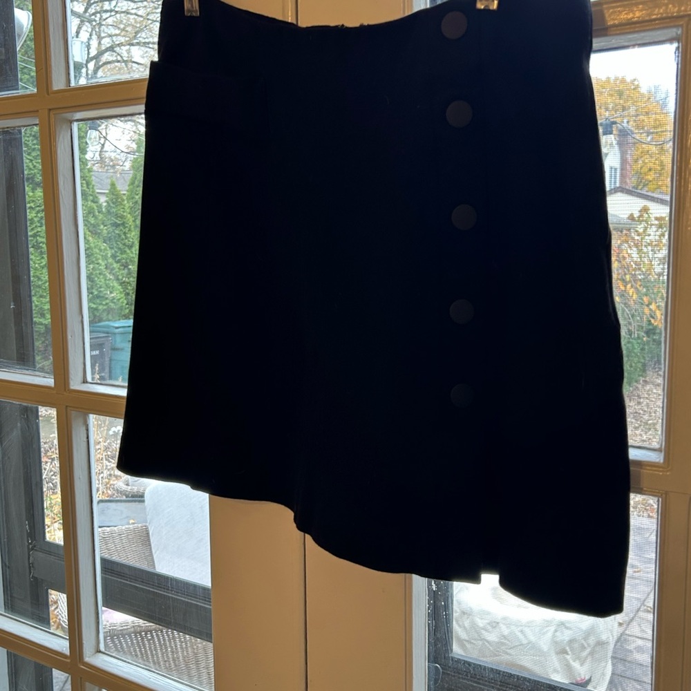 CAbi Black Mini Skirt with Button Accents